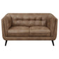 Thatcher 2-piece Upholstered Tuxedo Arm Sofa Set Brown