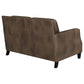 Leaton Upholstered Recessed Arm Loveseat Brown Sugar